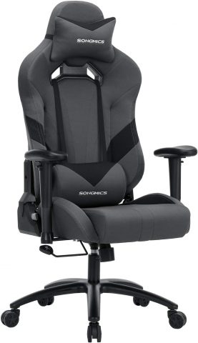Spēļu krēsls, ergonomisks biroja krēsls ar regulējamiem roku balstiem, komplektā jostas daļas spilvens
