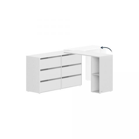 Nebeneinander tualetes galds ar plauktu – novietojams blakus vai L veidā, sniegbalts