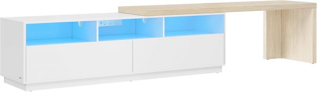 Regulo TV skapis ar LED apgaismojumu un elektrības kontaktligzdām