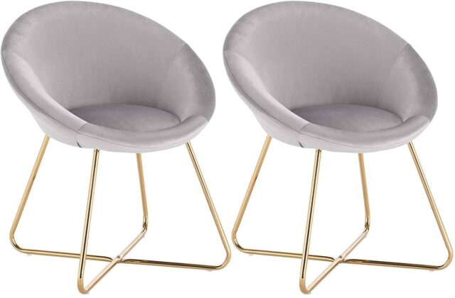 VELORA – samta krēsls ar roku balstiem un ergonomisku atzveltni (pelēks) (KOMPLEKTS NO 2 GAB)