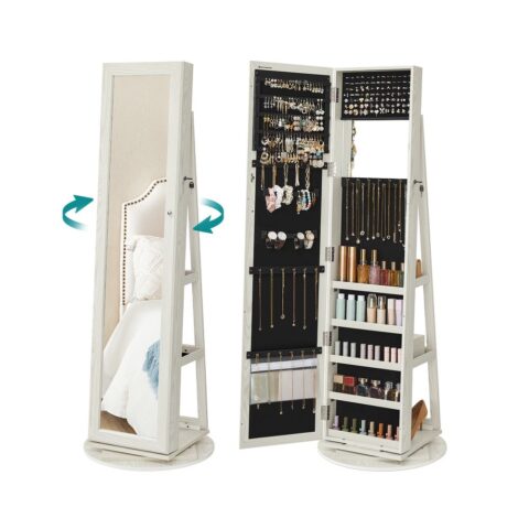 360° rotējošs spogulis ar juvelierizstrādājumu skapi 3 vienā